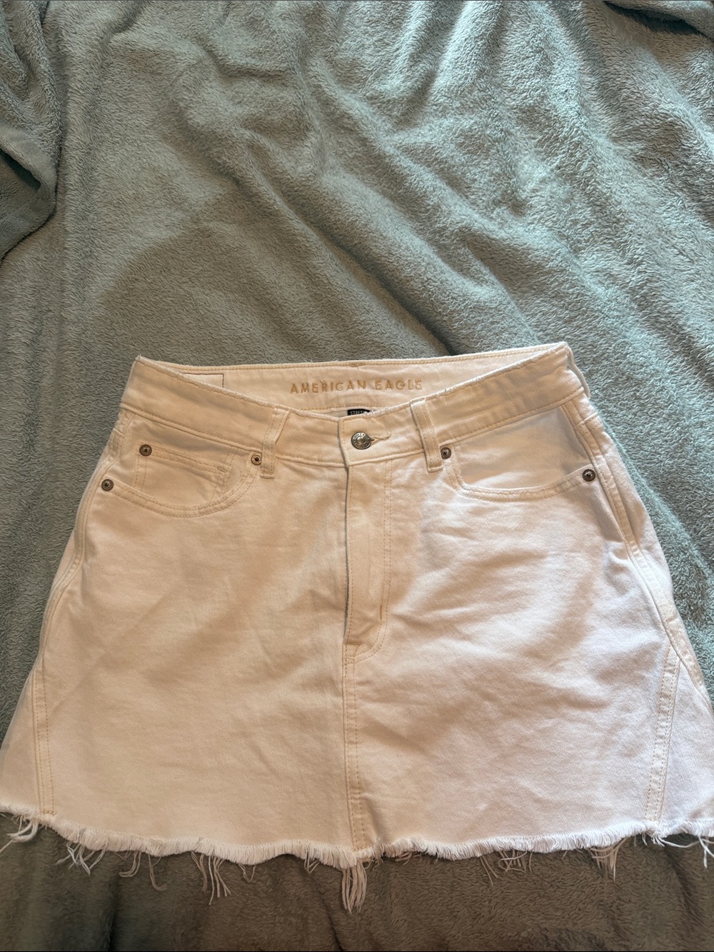 American Eagle Outfitters white Denim A-Line Mini Skirt